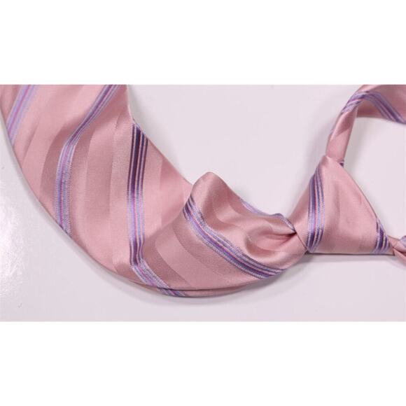 Paul Stuart Made in Japan Pink w/ Sky Blue Stripe Silk Handmade Necktie Tie Slim - Picture 1 of 6